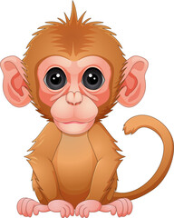Fototapeta premium Cartoon illustration of baby macaque monkey