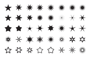 Set of isolated star shapes icons, vector illustration collection