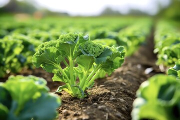 Growing Organic Broccoli Plant in Farm - Harvesting Young Leaves