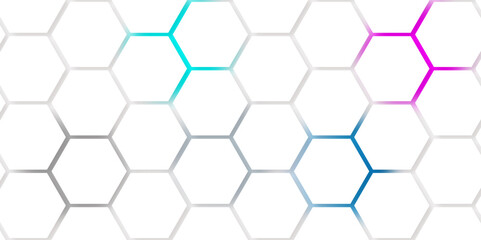 Abstract seamless honeycomb hexagon background. Geometric texture white gray pattern design.
