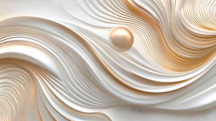 A refined design with flowing curves in bronze, pearl white, and pale champagne, forming a smooth and elegant background 