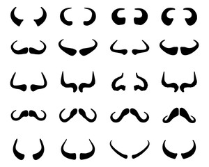 Black silhouettes of buffalo horns on white background