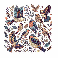 Seamless Birds pattern background