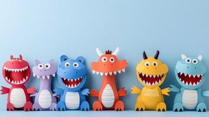 Cute Paper Dragons Illustration