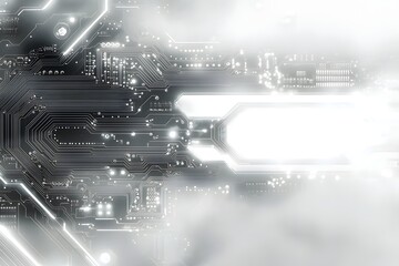 Futuristic Gray Electronic Circuit Board Abstract Technology Background
