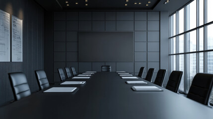 Dark Corporate Boardroom with Minimalist Style

