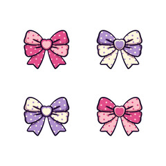 Duża kokarda w kropki z sercem. Różne wersje kolorystyczne. © Monika