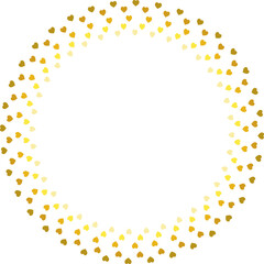 Round frame with magic yellow hearts on white background. Vector image.