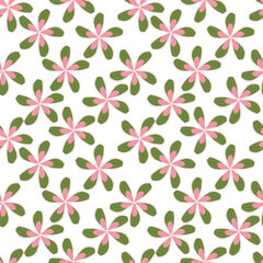 Seamless pattern with flowers and leaves. Vector graphics.