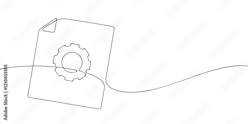 Poster a single line drawing of a parameter file. continuous line file with gear. one line icon file. vecto