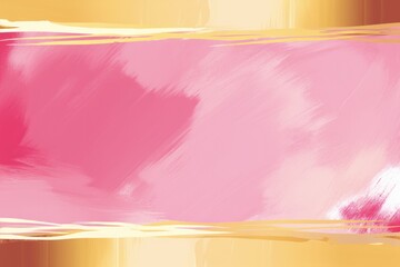 Obraz premium Pink Brushstroke Background with a Golden Geometric Frame for Design, Branding, Blogging, and Decorative Purposes