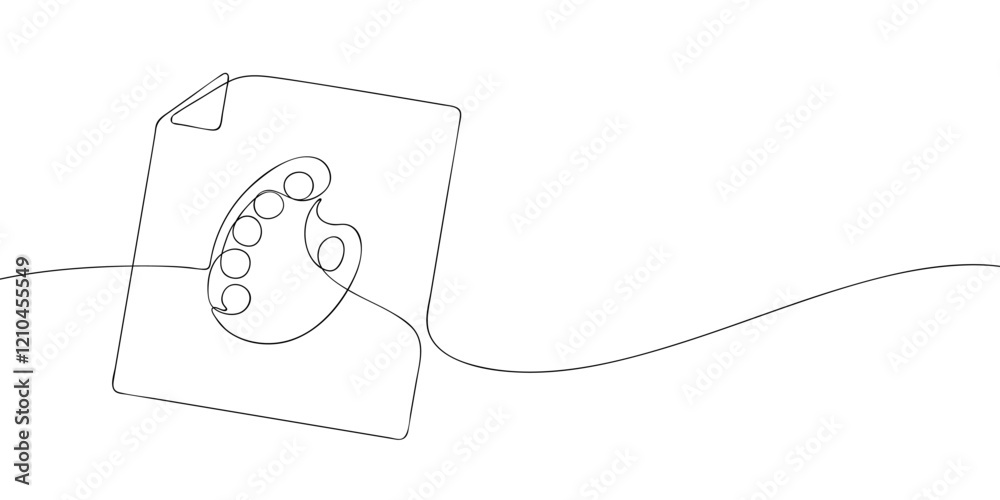Poster a single line drawing of a graphic file. continuous line graphic file with palette icon. one line ic