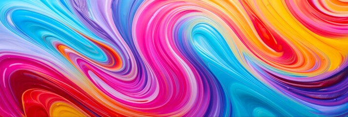 Polychromatic Swirls of Wet Paint in a Rainbow Spectrum, Perfect for Autism Panoramic Views