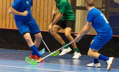 Naklejka premium Floorball game sport - Indoor landhockey