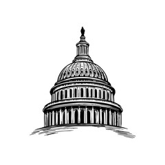 Capitol Building Sketched Illustration Washington DC Landmark Icon