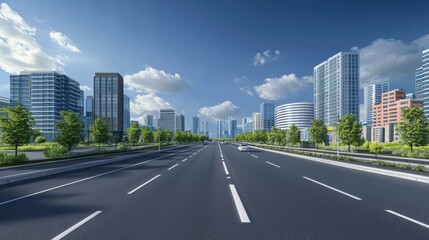 modern cityscape with a view from the road, ultra realistic 