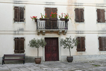 balcony with flowers