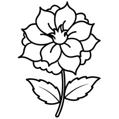 Hollyhock flower line art vector illustration