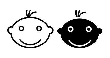 Baby Icons vectors. black solid and liner versions