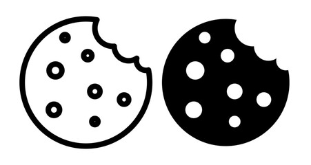 Browser cookies Icons vectors. black solid and liner versions