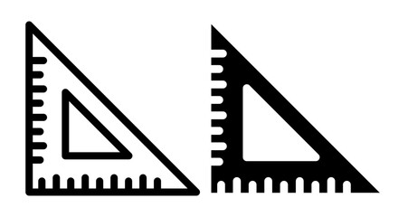 Triangle ruler Icons vectors. black solid and liner versions