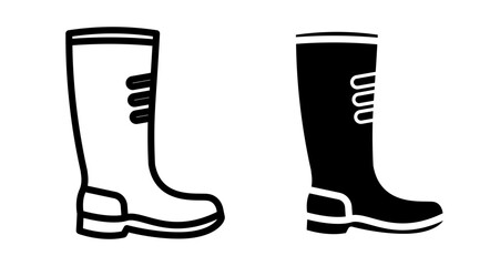 Rubber Boots Icons vectors. black solid and liner versions