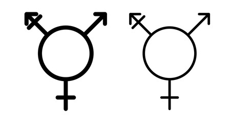 Transgender symbol Icons vectors. black solid and liner versions