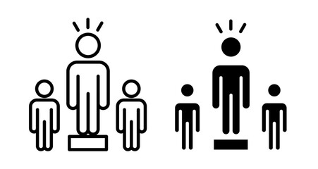 Leadership Icons vectors. black solid and liner versions