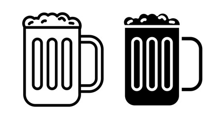 Beer Icons vectors. black solid and liner versions