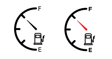 Fuel indicators Icons vectors. black solid and liner versions