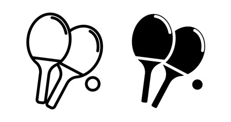 Table tennis Icons vectors. black solid and liner versions