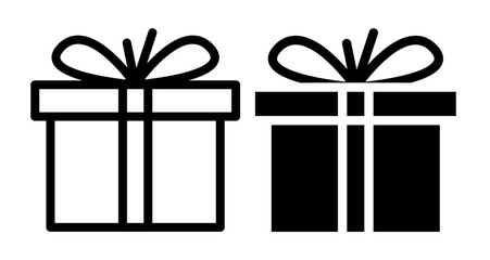 Gift Box Icons vectors. black solid and liner versions