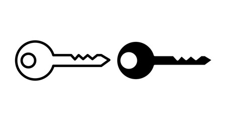 Key Icons vectors. black solid and liner versions