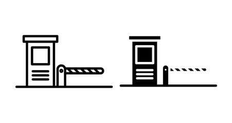 Toll plaza Icons vectors. black solid and liner versions
