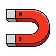 Fototapeta premium Magnet vector icon. U shaped magnet illustration. Physics and science symbol showing magnetic attraction. Simple and clean design.