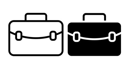 Briefcase icons set in black filled and stroke line style