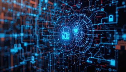 Naklejka premium Cybersecurity threat detection using advanced algorithms and machine learning to identify vulnerabilities, detect attacks, and ensure digital asset protection