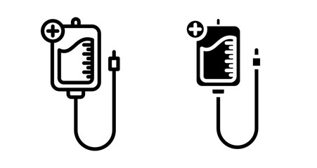 Blood transfusion Icons vectors. black solid and liner versions