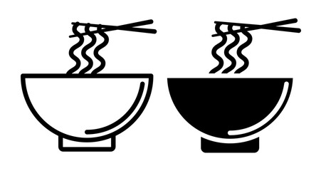 Noodles Icons vectors. black solid and liner versions