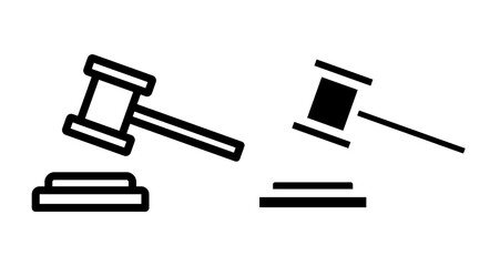 Gavel icons in black and blue set