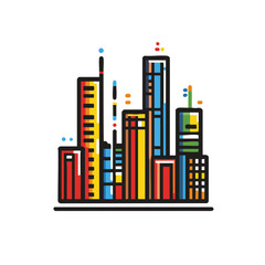 Obraz premium Abstract Cityscape Line Art Illustration. Vector Image