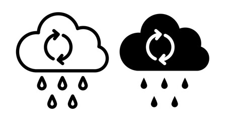 Rainwater harvesting Icons vectors. black solid and liner versions