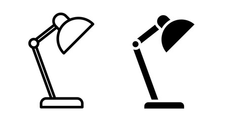 Table lamp Icons vectors. black solid and liner versions