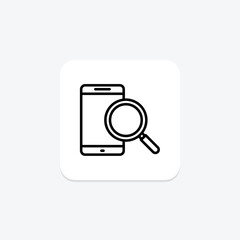 Phone Magnifier line icon, vector, pixel perfect, illustrator file