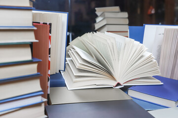 stack of books on the table
