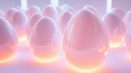 Glowing Pink Orbs on White Background
