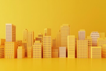 Obraz premium 3d buildings side view, yellow background 