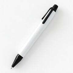 a white pen with black cap