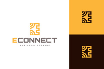 Fototapeta premium modern connect e letter logo vector