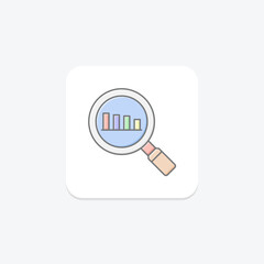 Magnifying Analysis lineal color icon, vector, pixel perfect, illustrator file